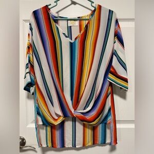 Cake Multicolor Striped V-Neck Blouse